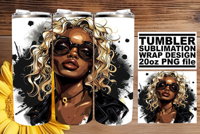 Watercolor Afro Woman Tumbler Wrap Gothic Halloween 20oz Sublimation afrosvg 