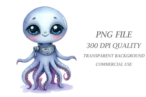 Watercolor Alien Clipart Sublimation Rupkotha 