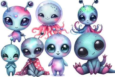 Watercolor Alien Clipart Sublimation Rupkotha 