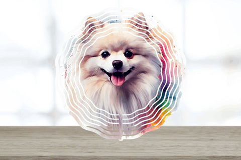 Watercolor American Eskie Dog Wind Spinner Sublimation Regulrcrative 