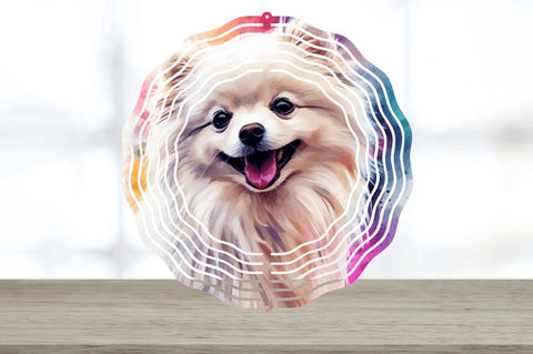 Watercolor American Eskie Dog Wind Spinner Sublimation Regulrcrative 