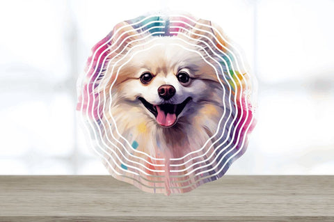 Watercolor American Eskie Dog Wind Spinner Sublimation Regulrcrative 