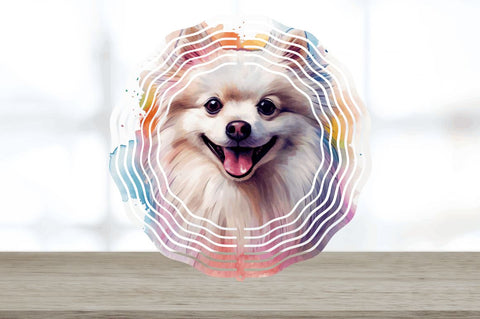 Watercolor American Eskie Dog Wind Spinner Sublimation Regulrcrative 