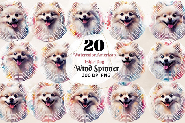 Watercolor American Eskie Dog Wind Spinner Sublimation Regulrcrative 