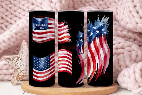 Watercolor American Flag 20oz Tumbler Sublimation DesignSVG 