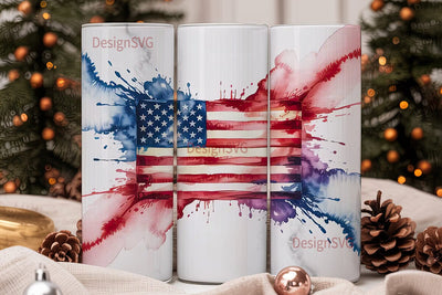 Watercolor American Flag 20oz Tumbler Sublimation DesignSVG 