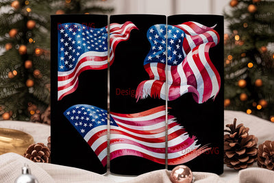 Watercolor American Flag 20oz Tumbler Sublimation DesignSVG 