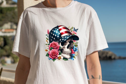 Watercolor American Flag Skull Sublimation Clipart Bundle Sublimation SVGArt 