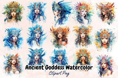 Watercolor Ancient Goddess Clipart Bundle Sublimation Designangry 