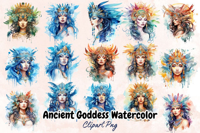 Watercolor Ancient Goddess Clipart Bundle Sublimation Designangry 