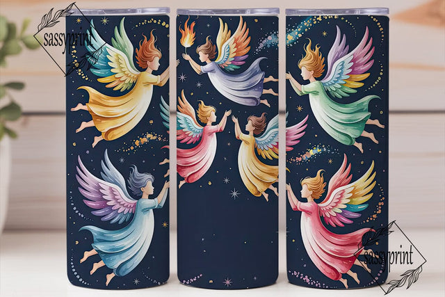 Watercolor Angel 20oz Tumbler Wrap Sublimation sassyprint 