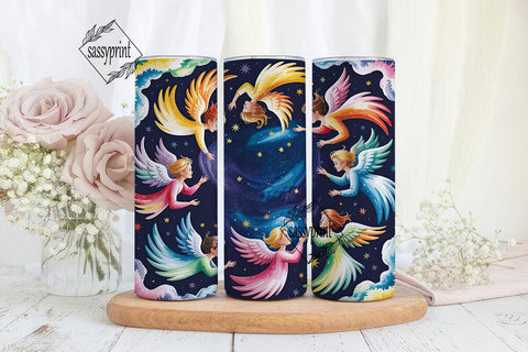 Watercolor Angel 20oz Tumbler Wrap Sublimation sassyprint 