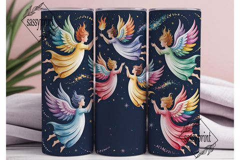 Watercolor Angel 20oz Tumbler Wrap Sublimation sassyprint 