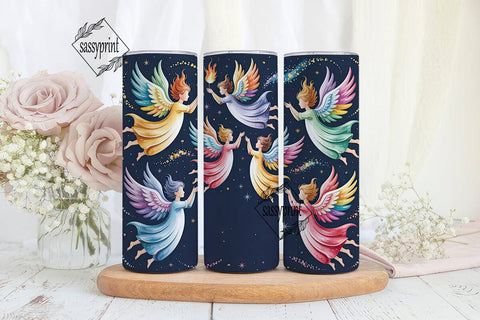 Watercolor Angel 20oz Tumbler Wrap Sublimation sassyprint 