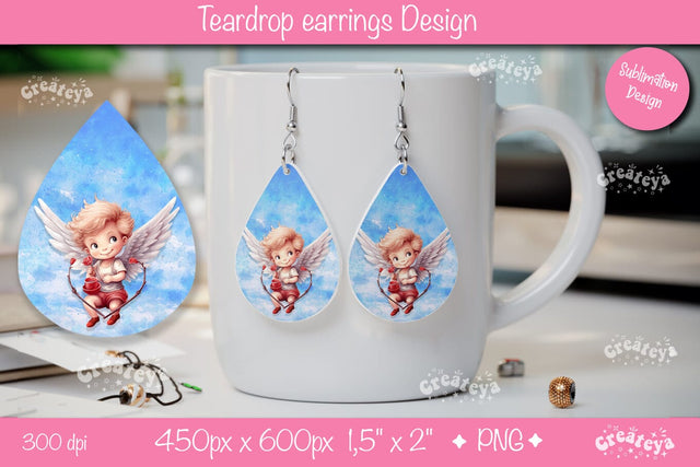 Watercolor Angel Wings Earrings – Valentine’s Sublimation Design Sublimation Createya Design 