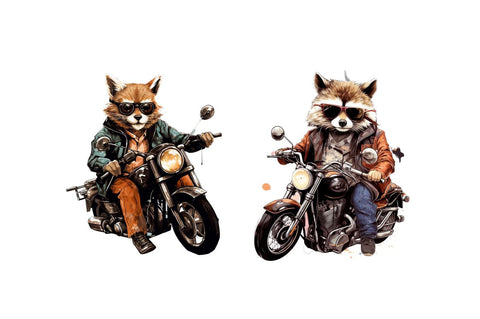 Watercolor Animals Bikers Sublimation Clipart Bundle Sublimation Designangry 