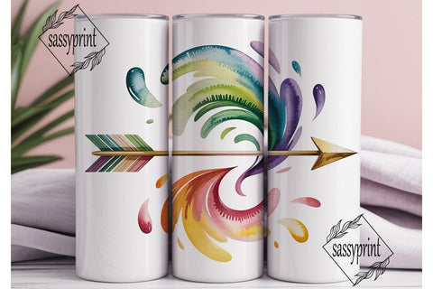 Watercolor Arrow 20oz Tumbler Wrap Sublimation sassyprint 