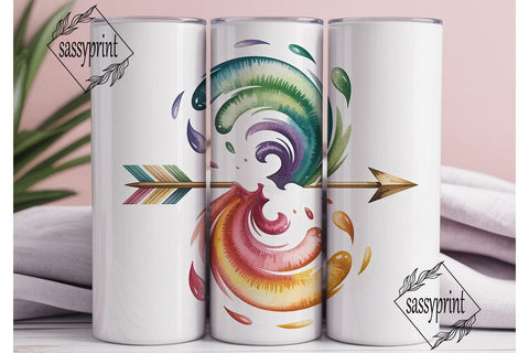 Watercolor Arrow 20oz Tumbler Wrap Sublimation sassyprint 