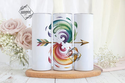 Watercolor Arrow 20oz Tumbler Wrap Sublimation sassyprint 