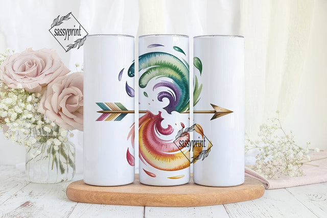 Watercolor Arrow 20oz Tumbler Wrap Sublimation sassyprint 