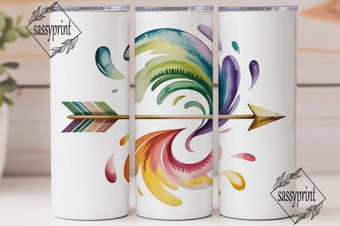 Watercolor Arrow 20oz Tumbler Wrap Sublimation sassyprint 