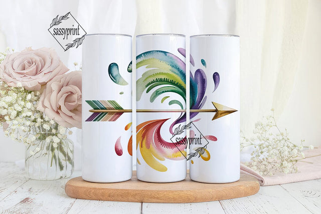Watercolor Arrow 20oz Tumbler Wrap Sublimation sassyprint 