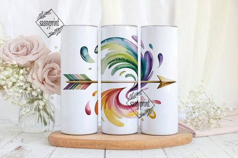 Watercolor Arrow 20oz Tumbler Wrap Sublimation sassyprint 