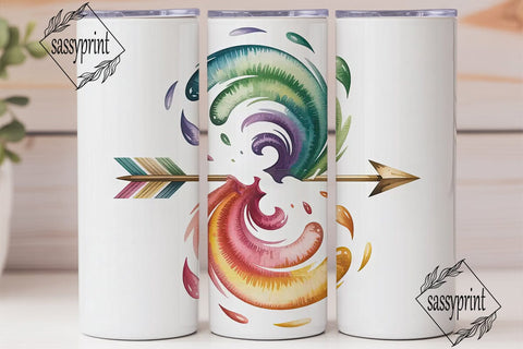 Watercolor Arrow 20oz Tumbler Wrap Sublimation sassyprint 