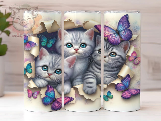 Watercolor Artistic Cat Tumbler, Artistic Wrap Design, Cute Kitty Mug, Sublimation Wrap, Festive Drinkware, Pet Lover Gift, Modern Cat Cup Sublimation Lara' s Designs 