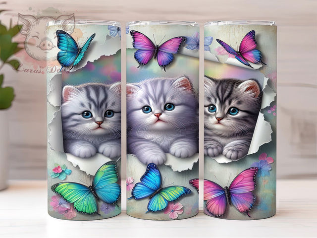 Watercolor Artistic Cat Tumbler, Artistic Wrap Design, Cute Kitty Mug, Sublimation Wrap, Festive Drinkware, Pet Lover Gift, Modern Cat Cup Sublimation Lara' s Designs 