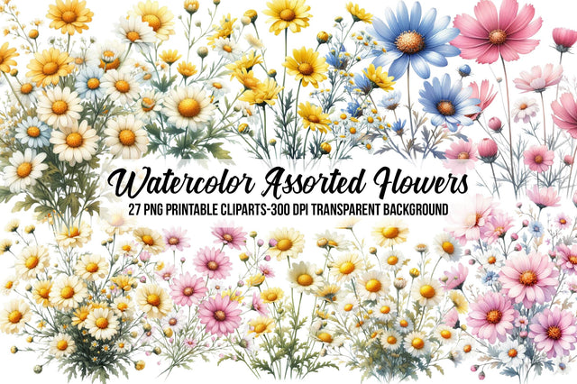 Watercolor Assorted Flowers Sublimation Rupkotha 