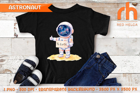 Watercolor Astronaut PNG Clipart, Cute Space Sublimation Sublimation RedHelgaArt 