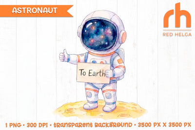 Watercolor Astronaut PNG Clipart, Cute Space Sublimation Sublimation RedHelgaArt 