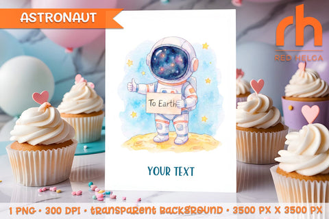 Watercolor Astronaut PNG Clipart, Cute Space Sublimation Sublimation RedHelgaArt 