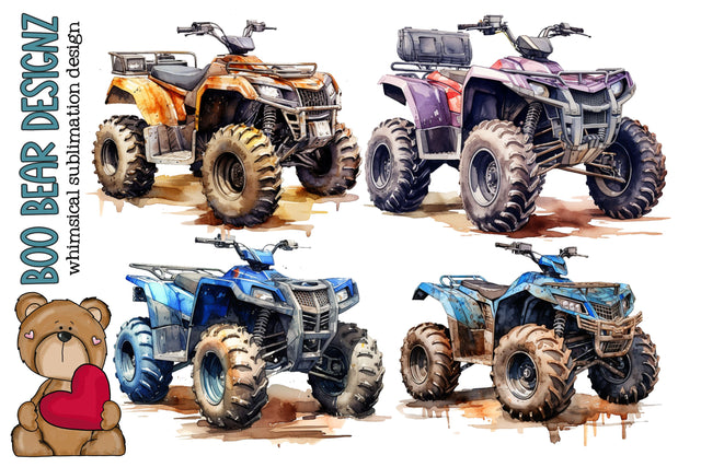 Watercolor Atv, Four wheeler Clipart SVG Boo Bear Designz 