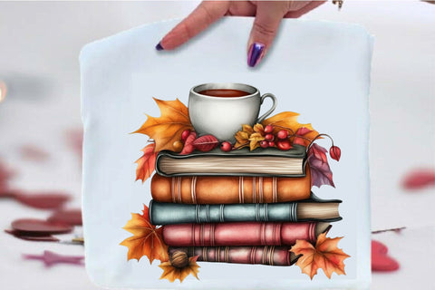 Watercolor Autumn Books Clipart Bundle. Sublimation SVGArt 