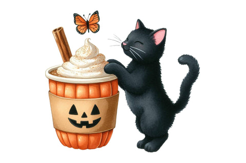 Watercolor Autumn CAT Clipart Sublimation SVGista 