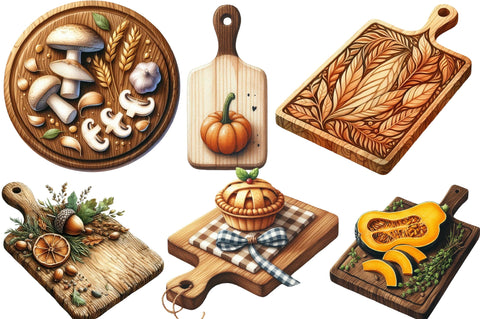Watercolor Autumn Cutting Board Clipart Sublimation SVGista 