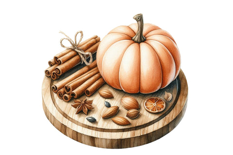 Watercolor Autumn Cutting Board Clipart Sublimation SVGista 