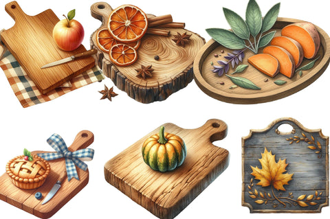 Watercolor Autumn Cutting Board Clipart Sublimation SVGista 