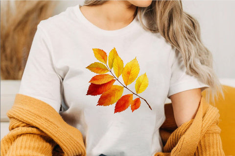 Watercolor Autumn Fall Leaves Clipart Bundle Sublimation SVGArt 