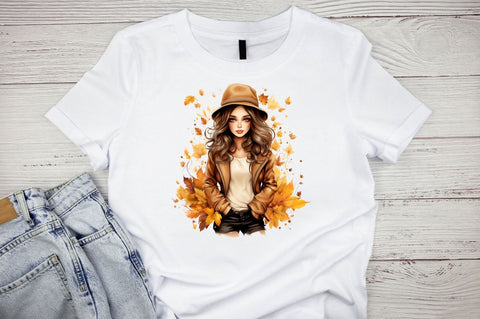Watercolor Autumn Fashion Girl Sublimation Clipart Sublimation Designangry 