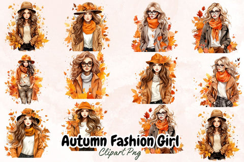 Watercolor Autumn Fashion Girl Sublimation Clipart Sublimation Designangry 