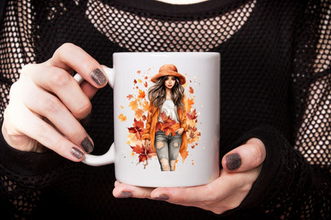 Watercolor Autumn Fashion Girl Sublimation Clipart Sublimation Designangry 