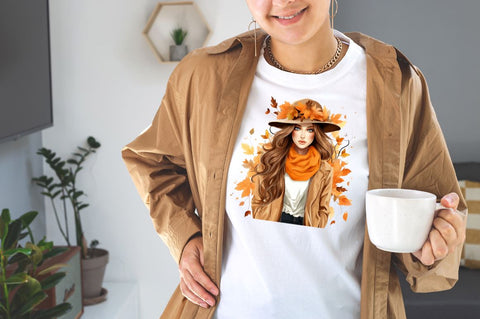 Watercolor Autumn Fashion Girl Sublimation Clipart Sublimation Designangry 