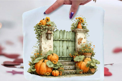 Watercolor Autumn Fence Clipart Bundle. Sublimation SVGArt 