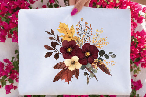 Watercolor Autumn Floral Clipart Bundle Sublimation SVGArt 
