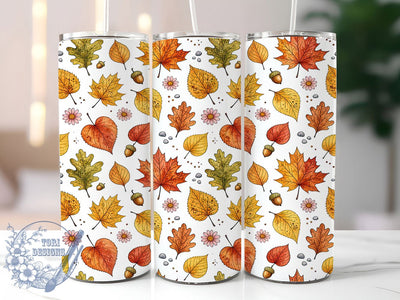 Watercolor Autumn Foliage 20oz Tumbler, Autumn Foliage Motif, Watercolor Art Design, Cozy Theme, Rustic Accent, Elegant Charm, Sublimation Wrap, 20oz Tumbler Sublimation ToriDesigns 