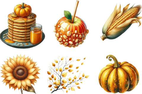 Watercolor Autumn Golden Harvest Clipart Sublimation SVGista 