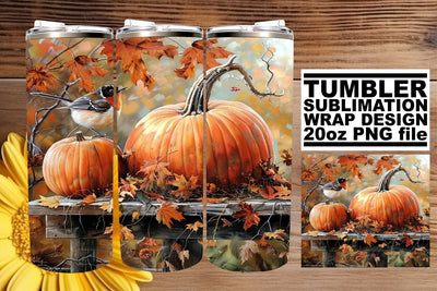 Watercolor Autumn Landscape Design Wrap for 20oz Tumblers Sublimation afrosvg 